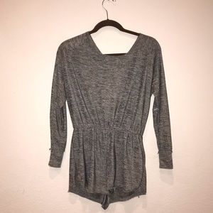 Long sleeve silver romper w/ open back